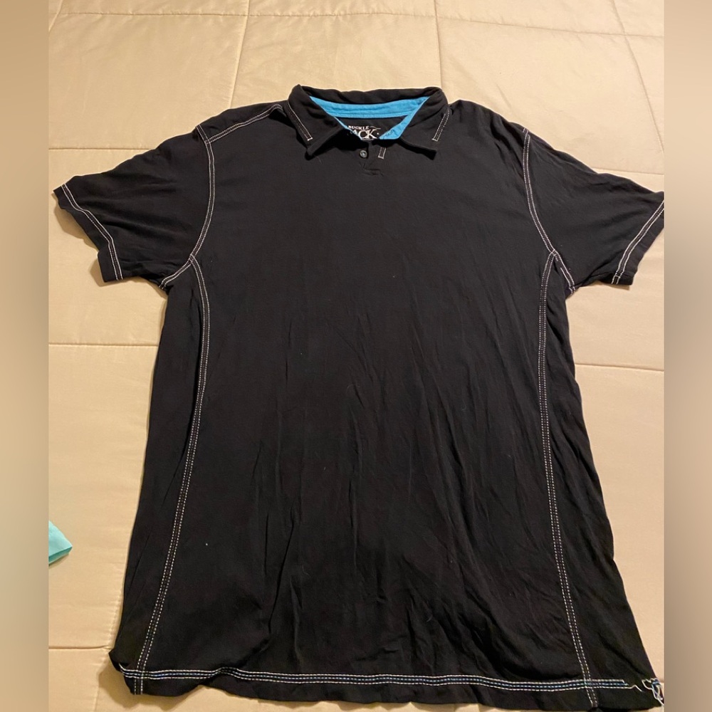 Buckle Black Polo Shirt Mens XL Golf Casual Designer Outdoor Athletic Fit